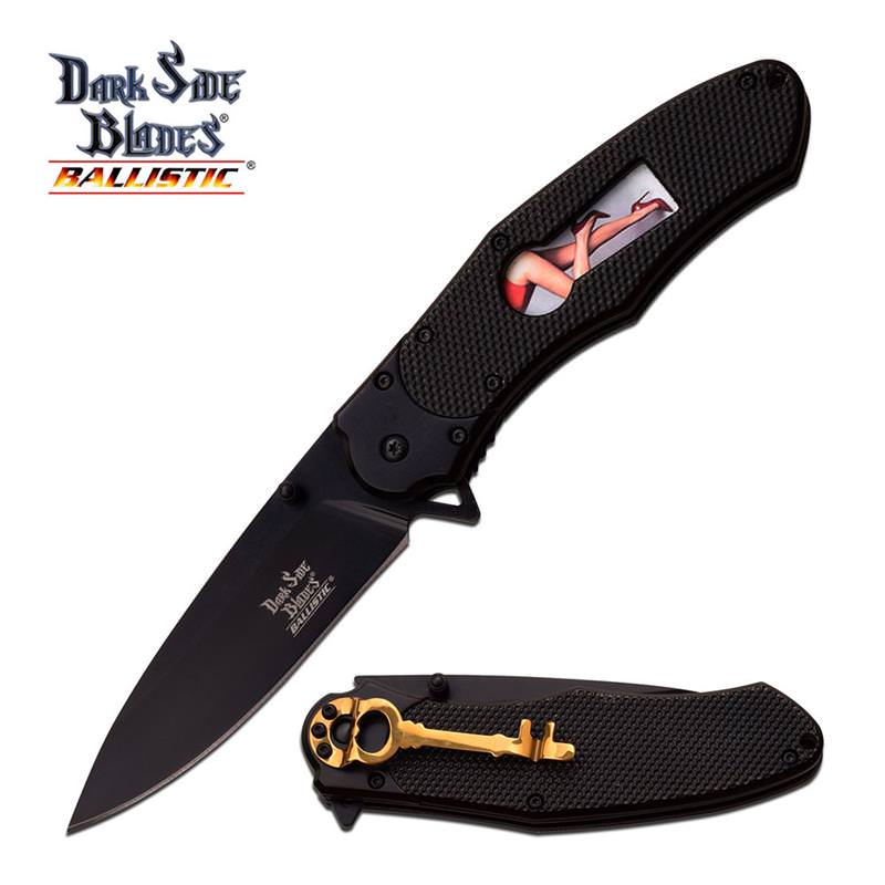 Dark Side Blades 8.5" Spring Assisted Opening Pocket Knife Black - Tophatter's Army Products & Self Defense Collectible Weapons - Tophatter Daily Deals